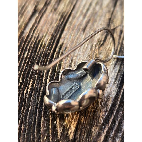 Vintage Solid Sterling Silver Oval Cabochon Ornate Ring & Earrings Set Ring SZ 8 - Picture 9 of 10